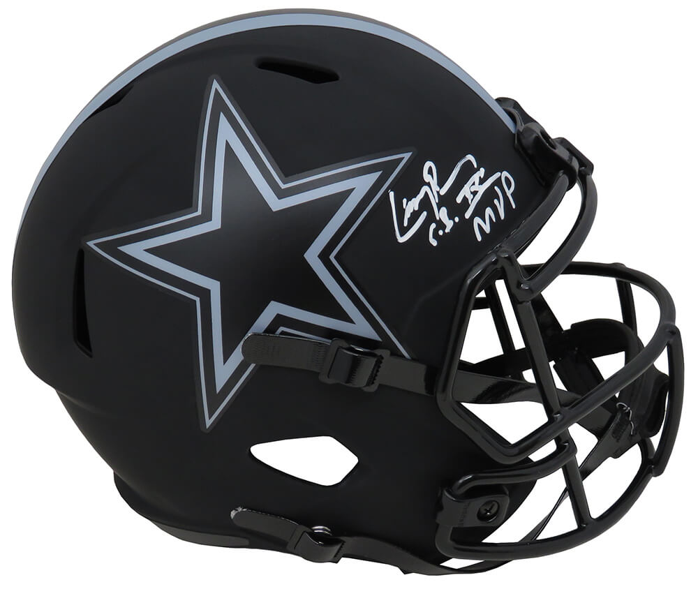 Larry Brown Signed Dallas Cowboys Eclipse Black Matte Riddell Full Size Speed Replica Helmet w/SB XXX MVP - BROREP341 - Larry Brown Signed Dallas Cowboys Eclipse Black Matte Riddell Full Size Speed Replica Helmet w/SB XXX MVP product image