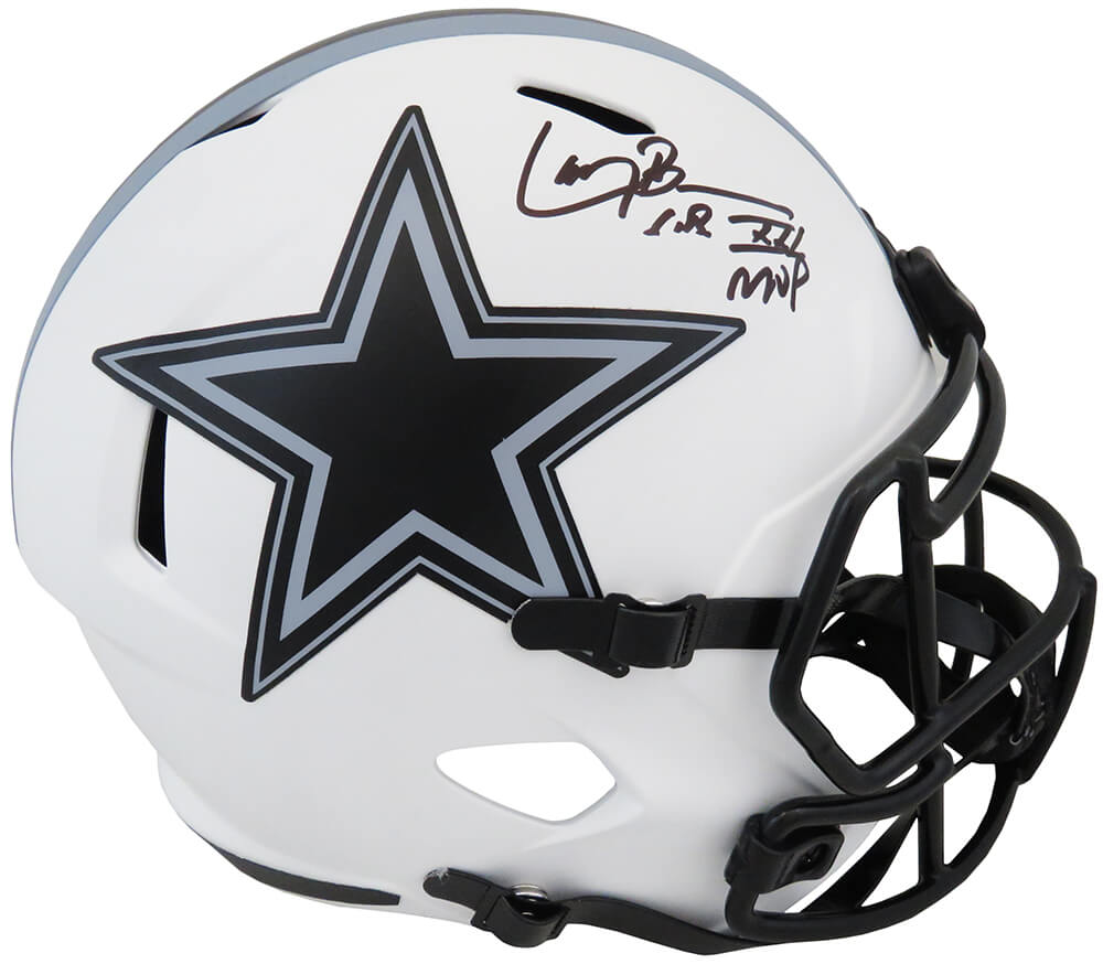 Larry Brown Signed Dallas Cowboys Lunar Eclipse White Matte Riddell Full Size Speed Replica Helmet w/SB XXX MVP - BROREP344 - Larry Brown Signed Dallas Cowboys Lunar Eclipse White Matte Riddell Full Size Speed Replica Helmet w/SB XXX MVP product image