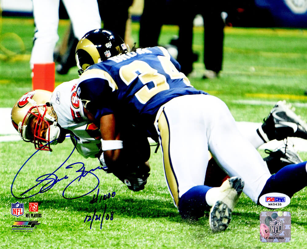 Isaac Bruce Signed San Francisco 49ers 1000th Career Catch 8x10 Photo w/#1000 12-21-08 (PSA/DNA) - BRU08P300 - Isaac Bruce Signed San Francisco 49ers 1000th Career Catch 8x10 Photo w/#1000 12-21-08 (PSA/DNA) product image