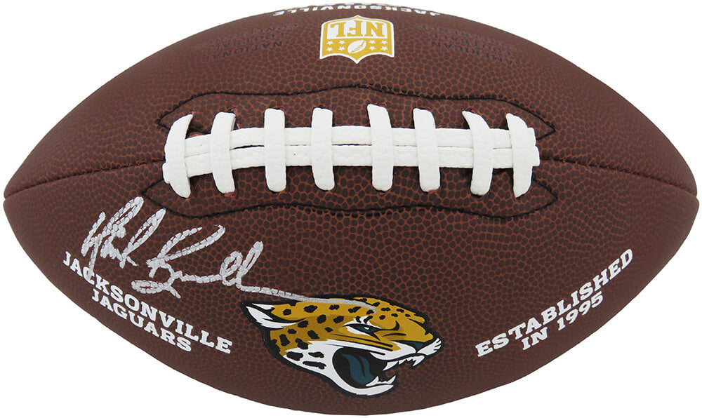 Mark Brunell Signed Jaguars Wilson Brown Team Logo Full Size Football - BRUFTB308 - Mark Brunell Signed Jaguars Wilson Brown Team Logo Full Size Football product image