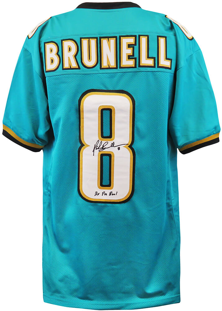 Mark Brunell Signed Teal Custom Football Jersey w/3x Pro Bowl - BRUJRY303 - Mark Brunell Signed Teal Custom Football Jersey w/3x Pro Bowl product image