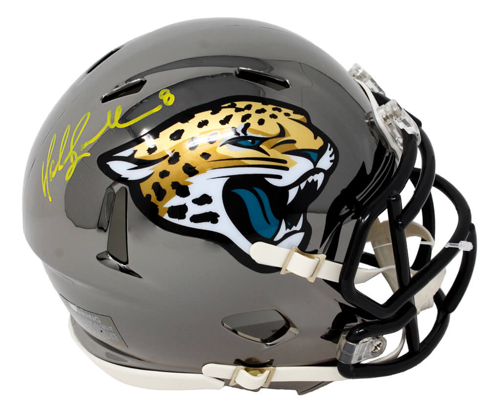 Mark Brunell Signed Jacksonville Jaguars Chrome Riddell Speed Mini Helmet - BRUMIN301 - Mark Brunell Signed Jacksonville Jaguars Chrome Riddell Speed Mini Helmet product image