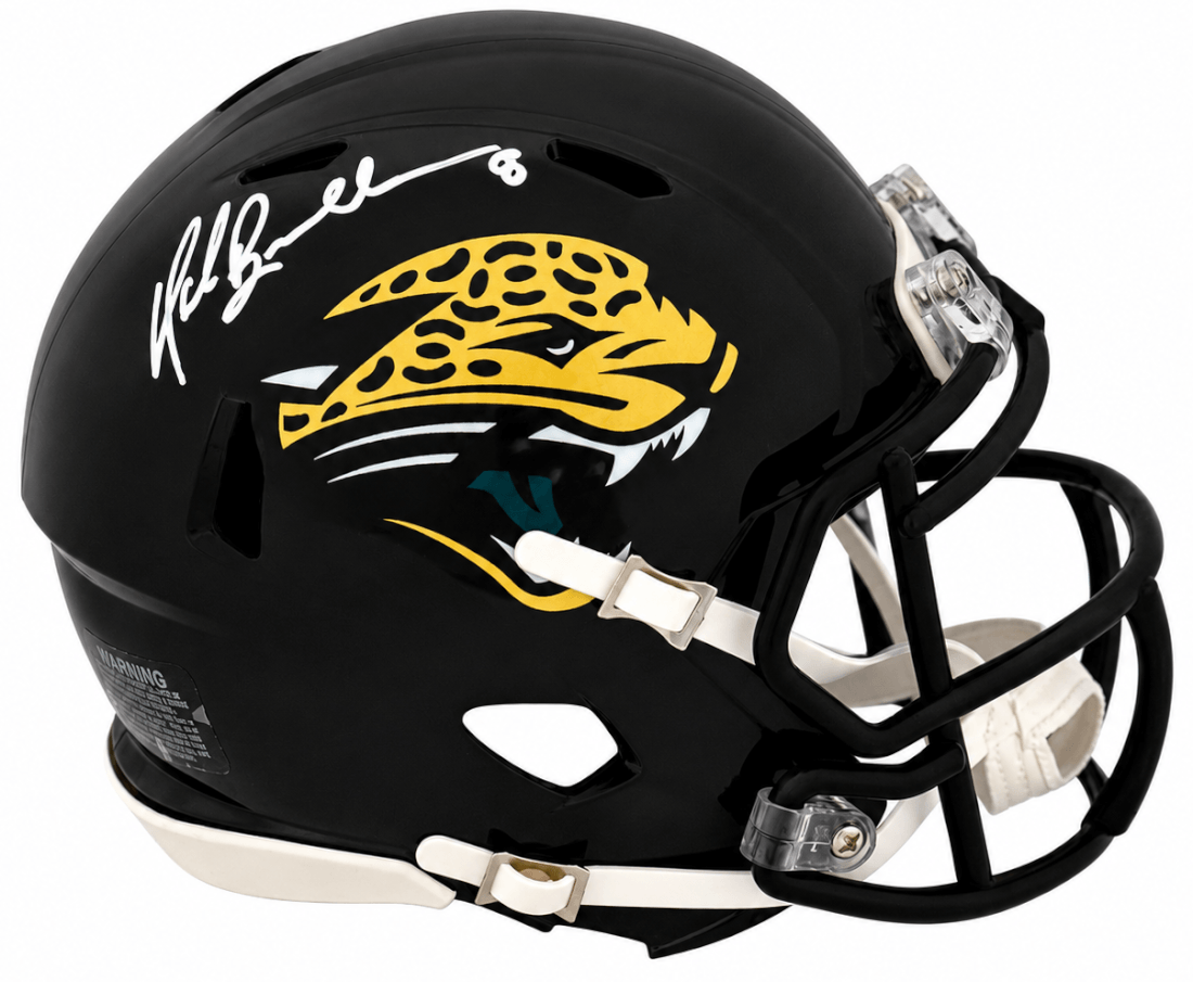 Mark Brunell Signed Jaguars Throwback Riddell Speed Mini Helmet - (In White) - BRUMIN317 - Mark Brunell Signed Jaguars Throwback Riddell Speed Mini Helmet - (In White) product image