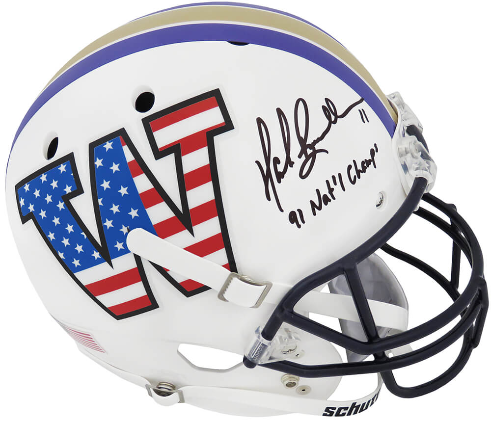 Mark Brunell Signed Washington Huskies White Schutt Full Size Replica Helmet w/91 Nat'l Champs - BRUREP306 - Mark Brunell Signed Washington Huskies White Schutt Full Size Replica Helmet w/91 Nat'l Champs product image