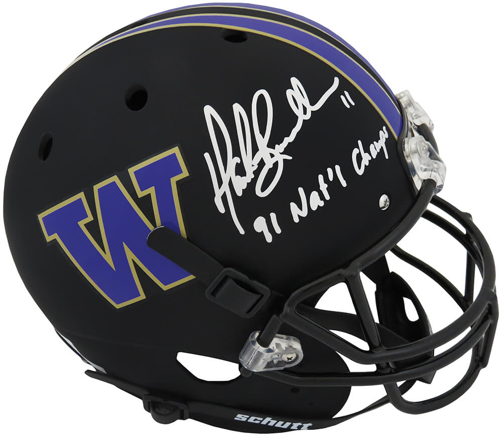 Mark Brunell Signed Washington Huskies Black Schutt Full Size Replica Helmet w/91 Nat'l Champs - BRUREP307 - Mark Brunell Signed Washington Huskies Black Schutt Full Size Replica Helmet w/91 Nat'l Champs product image