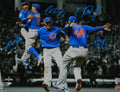 Anthony Rizzo, Kris Bryant, Addison Russell & Javier Baez Signed Cubs 2016 World Series Infielders Celebration Spotlight 16x20 Photo - BRY16P120 - Anthony Rizzo, Kris Bryant, Addison Russell & Javier Baez Signed Cubs 2016 World Series Infielders Celebration Spotlight 16x20 Photo product image