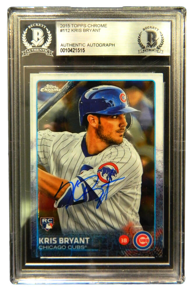 Kris Bryant Signed Chicago Cubs 2015 Topps Chrome Rookie Card #112 (Beckett Encapsulated) - BRYCAR100 - Kris Bryant Signed Chicago Cubs 2015 Topps Chrome Rookie Card #112 (Beckett Encapsulated) product image