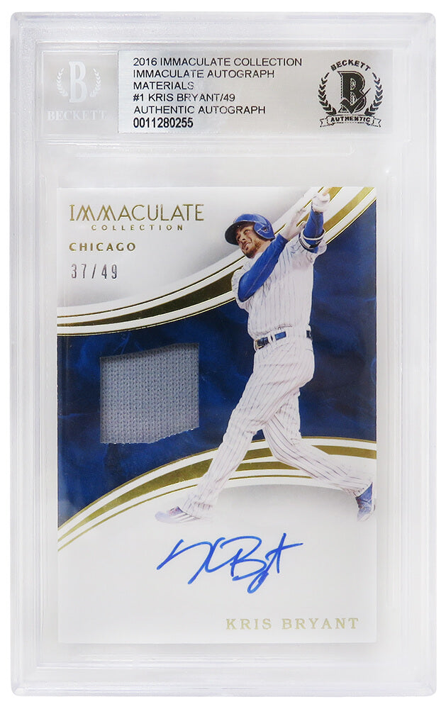 Kris Bryant Signed Chicago Cubs 2016 Immaculate Collection Baseball Card #IAM-KB LE37/49 (Beckett Encapsulated) - BRYCAR103 - Kris Bryant Signed Chicago Cubs 2016 Immaculate Collection Baseball Card #IAM-KB LE37/49 (Beckett Encapsulated) product image