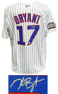 Kris Bryant Signed Chicago Cubs White Pinstripe 2016 World Series Patch Majestic Jersey - BRYJRY102 - Kris Bryant Signed Chicago Cubs White Pinstripe 2016 World Series Patch Majestic Jersey product image