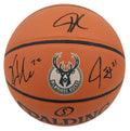 Giannis Antetokounmpo, Khris Middleton & Jrue Holiday Signed Spalding Milwaukee Bucks Logo Game Series Basketball - BUCBSK200 - Giannis Antetokounmpo, Khris Middleton & Jrue Holiday Signed Spalding Milwaukee Bucks Logo Game Series Basketball product image