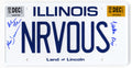 Matthew Broderick, Mia Sara & Alan Ruck Cast Signed Ferris Bueller's Day Off 'NRVOUS' Illinois License Plate - BUEOTH500 - Matthew Broderick, Mia Sara & Alan Ruck Cast Signed Ferris Bueller's Day Off 'NRVOUS' Illinois License Plate product image