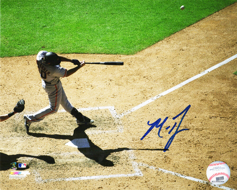 Madison Bumgarner Signed San Francisco Giants Batting Action 8x10 Photo - BUM08P100 - Madison Bumgarner Signed San Francisco Giants Batting Action 8x10 Photo product image