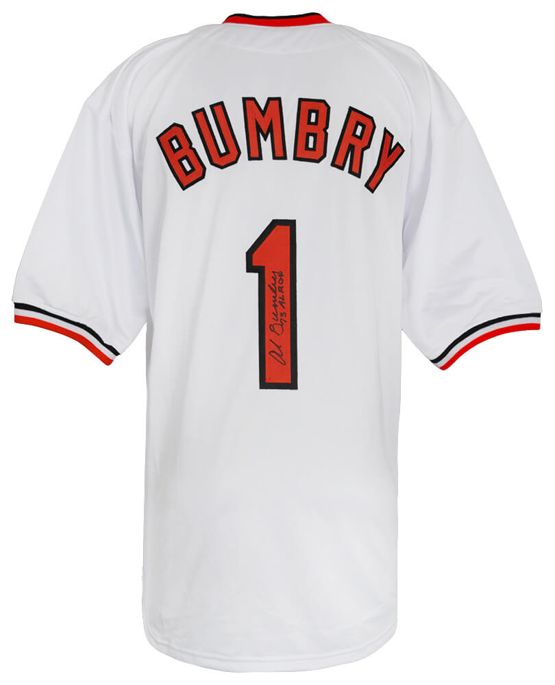 Al Bumbry Signed White Throwback Custom Baseball Jersey w/1973 AL ROY - BUMJRY110 - Al Bumbry Signed White Throwback Custom Baseball Jersey w/1973 AL ROY product image