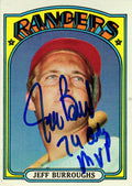 Jeff Burroughs Signed Texas Rangers 1972 Topps Baseball Rookie Card #191 w/74 AL MVP - BURCAR100 - Jeff Burroughs Signed Texas Rangers 1972 Topps Baseball Rookie Card #191 w/74 AL MVP product image