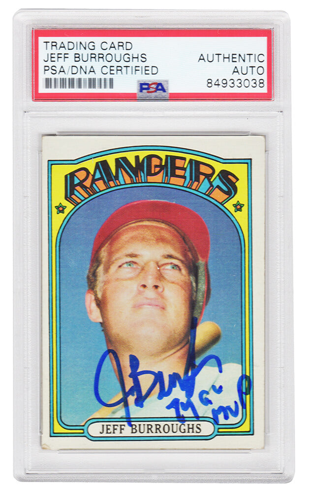 Jeff Burroughs Signed Texas Rangers 1972 Topps Rookie Baseball Card #191 w/74 AL MVP - (PSA Encapsulated) - BURCAR105 - Jeff Burroughs Signed Texas Rangers 1972 Topps Rookie Baseball Card #191 w/74 AL MVP - (PSA Encapsulated) product image