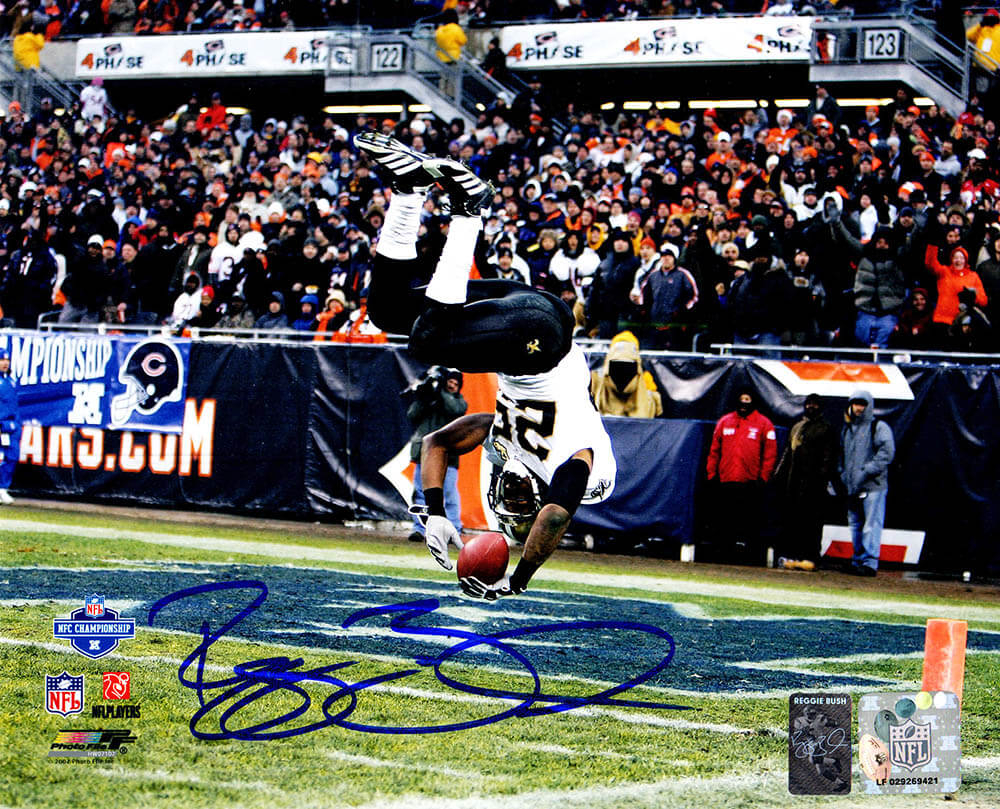Reggie Bush Signed New Orleans Saints Endzone Flip 8x10 Photo - BUS08P300 - Reggie Bush Signed New Orleans Saints Endzone Flip 8x10 Photo product image