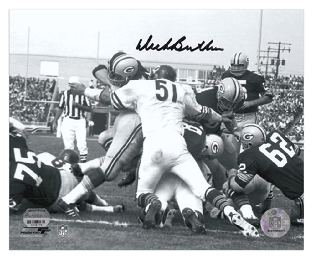 Dick Butkus Signed Bears Packer Pile B&W Action 8x10 Photo - BUT08P302 - Dick Butkus Signed Bears Packer Pile B&W Action 8x10 Photo product image