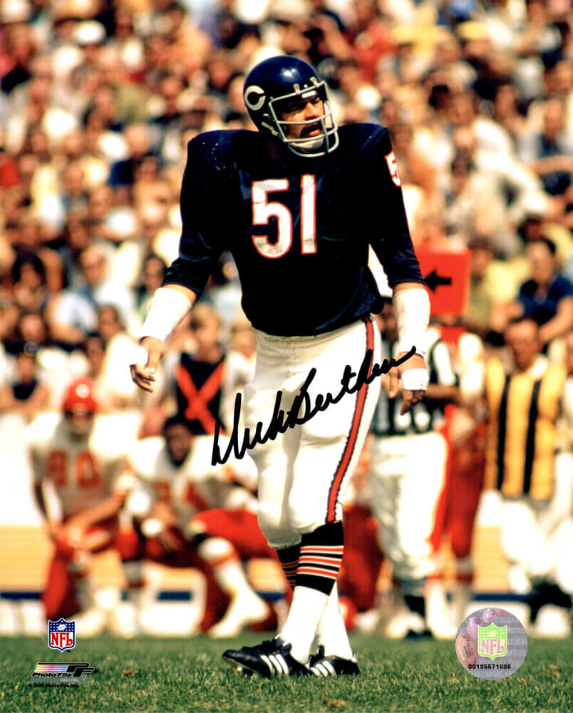 Dick Butkus Signed Chicago Bears Navy Jersey Action 8x10 Photo - BUT08P305 - Dick Butkus Signed Chicago Bears Navy Jersey Action 8x10 Photo product image
