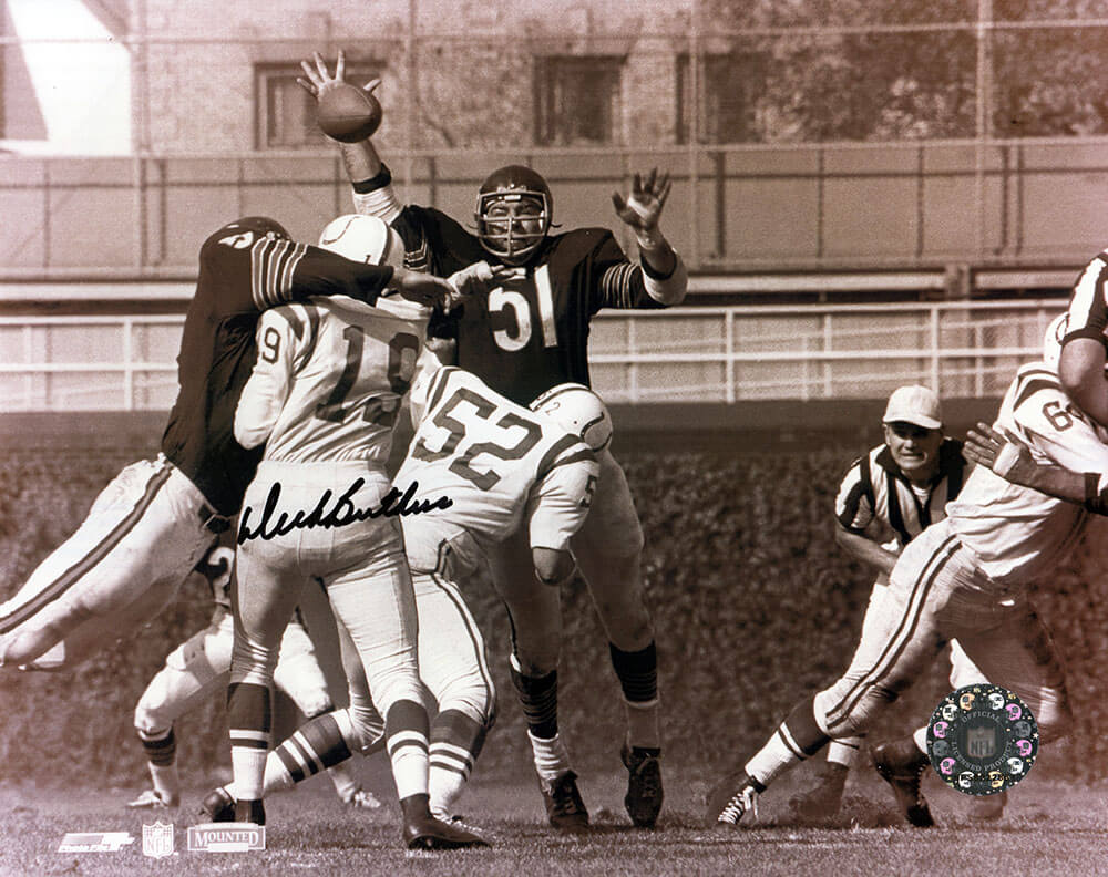 Dick Butkus Signed Chicago Bears vs Colts B&W 8x10 Photo - BUT08P314 - Dick Butkus Signed Chicago Bears vs Colts B&W 8x10 Photo product image
