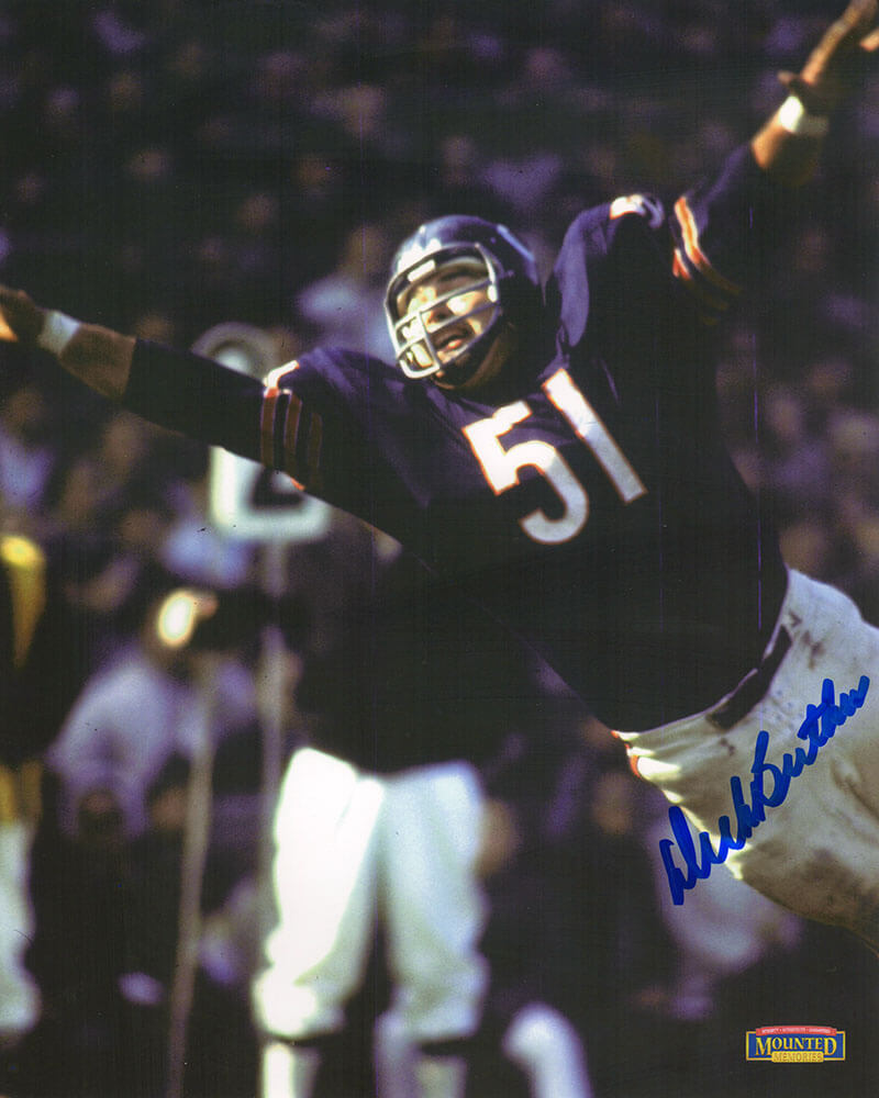 Dick Butkus Signed Chicago Bears Navy Jersey Action Close Up 8x10 Photo - BUT08P315 - Dick Butkus Signed Chicago Bears Navy Jersey Action Close Up 8x10 Photo product image