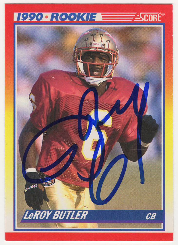 LeRoy Butler Signed 1990 Score Rookie Football Trading Card #619 - BUTCAR320 - LeRoy Butler Signed 1990 Score Rookie Football Trading Card #619 product image