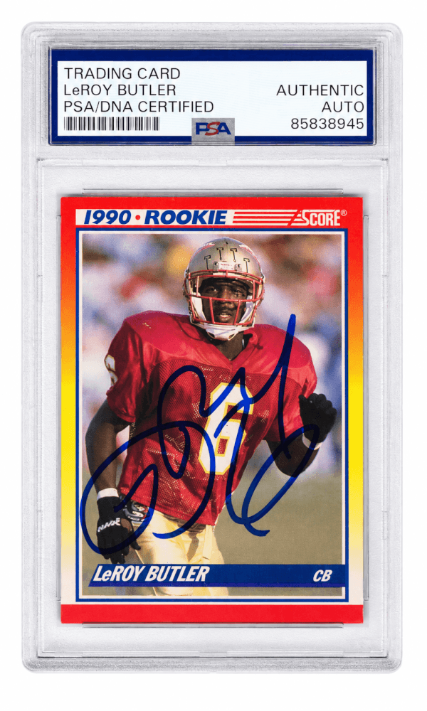 LeRoy Butler Signed 1990 Score Rookie Football Trading Card #619 - (PSA Encapsulated) - BUTCAR321 - LeRoy Butler Signed 1990 Score Rookie Football Trading Card #619 - (PSA Encapsulated) product image