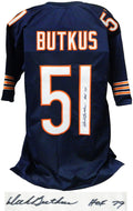 Dick Butkus Signed Navy Custom Football Jersey w/HOF'79  (JSA) - BUTJRY304 - Dick Butkus Signed Navy Custom Football Jersey w/HOF'79 (JSA) product image