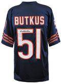Dick Butkus Signed Navy Throwback Custom Football Jersey - BUTJRY305 - Dick Butkus Signed Navy Throwback Custom Football Jersey product image