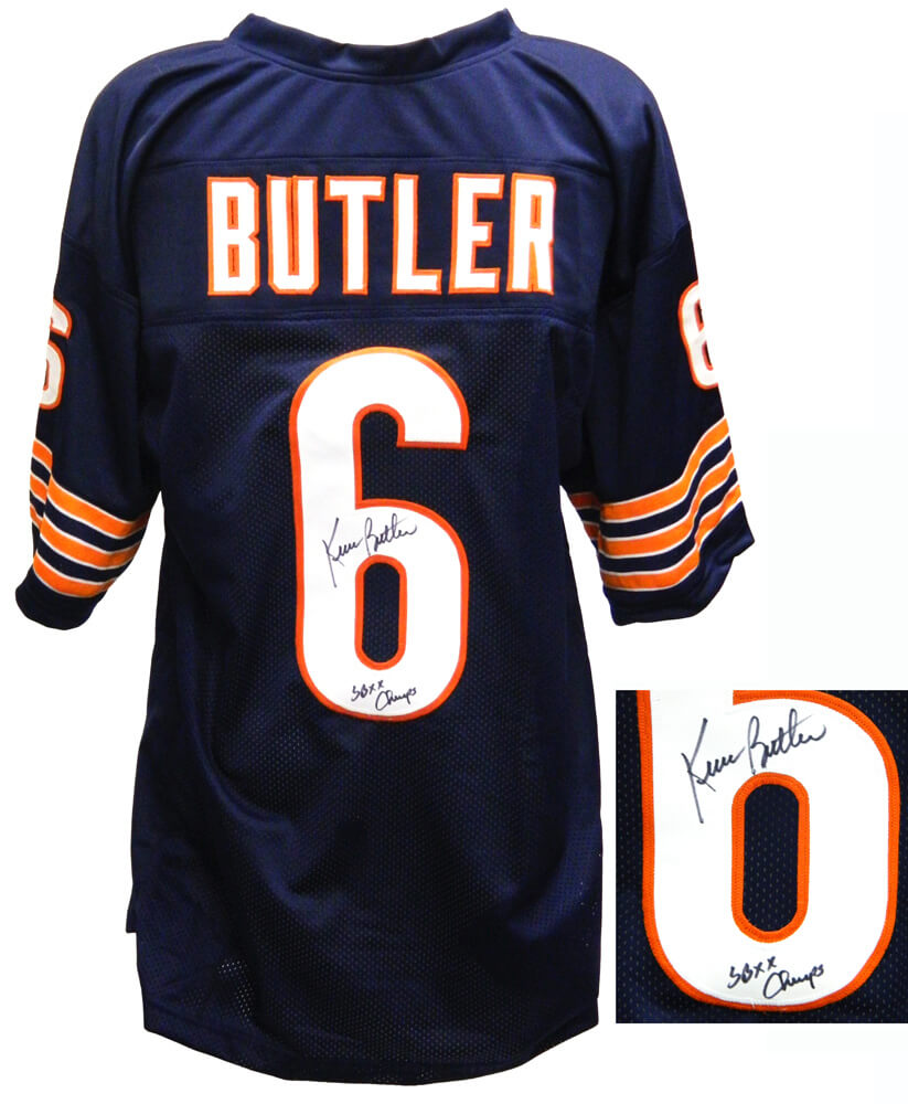 Kevin Butler Signed Navy Custom Football Jersey w/SB XX Champs - BUTJRY320 - Kevin Butler Signed Navy Custom Football Jersey w/SB XX Champs product image