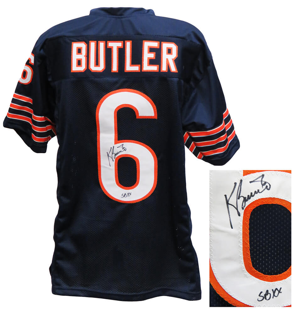 Kevin Butler Signed Navy Custom Football Jersey w/SB XX - BUTJRY321 - Kevin Butler Signed Navy Custom Football Jersey w/SB XX product image