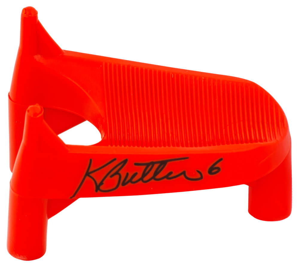 Kevin Butler Signed Pro Down Orange Football Kicking Tee - BUTTEE301 - Kevin Butler Signed Pro Down Orange Football Kicking Tee product image