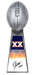 Kevin Butler Signed Football World Champion 15 Inch Replica Silver Trophy w/SB XX - BUTTRO300 - Kevin Butler Signed Football World Champion 15 Inch Replica Silver Trophy w/SB XX product image