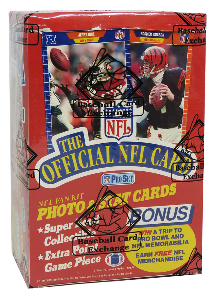 1989 Pro Set Series 1 Football Unopened Wax Box BBCE Sealed Wrapped - 36 Packs - BX389PWF1 - 1989 Pro Set Series 1 Football Unopened Wax Box BBCE Sealed Wrapped - 36 Packs product image