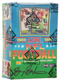 1989 Score Football Unopened Wax Box BBCE Sealed Wrapped - 36 Packs  (Barry Sanders Signed Box) - BX389SES1 - 1989 Score Football Unopened Wax Box BBCE Sealed Wrapped - 36 Packs (Barry Sanders Signed Box) product image