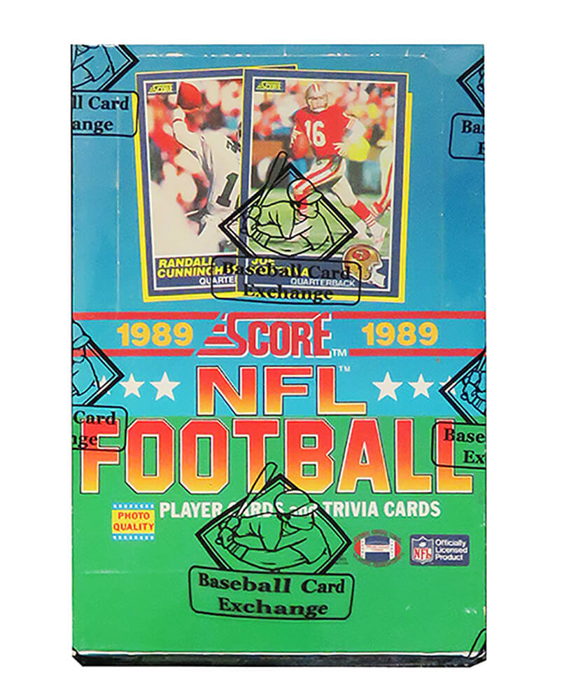 1989 Score Football Unopened Wax Box BBCE Sealed Wrapped - 36 Packs - BX389SWE1 - 1989 Score Football Unopened Wax Box BBCE Sealed Wrapped - 36 Packs product image