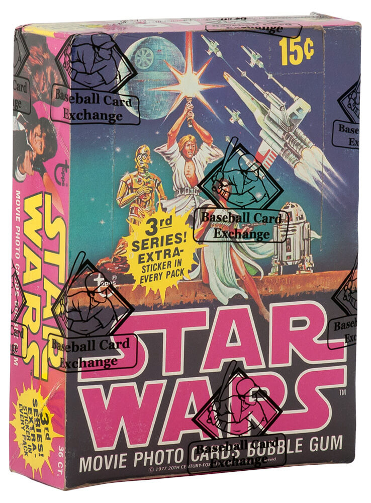1977 Topps Star Wars Series 3 Unopened Wax Box BBCE Sealed Wrapped - 36 Packs - BX577TSW3 - 1977 Topps Star Wars Series 3 Unopened Wax Box BBCE Sealed Wrapped - 36 Packs product image