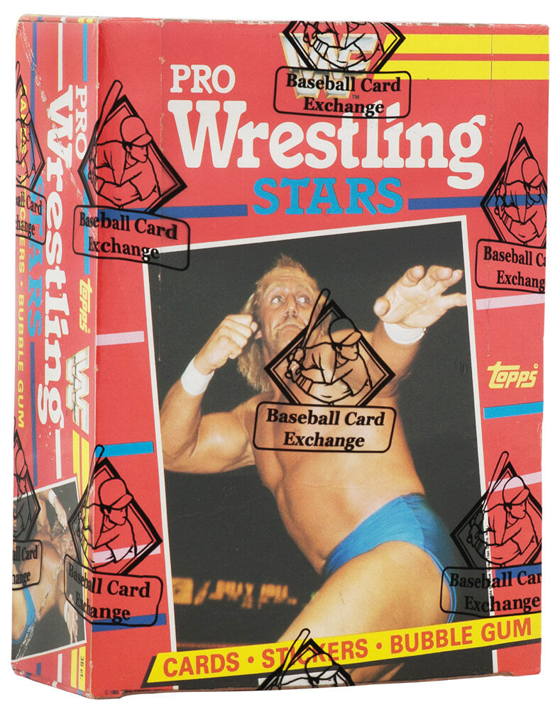 1985 WWF Pro Wrestling Stars Topps Wax Box - BBCE Wrapped - 36 Pack Box (w/Price Tags) (A) - BX585TWE1   - 1985 WWF Pro Wrestling Stars Topps Wax Box - BBCE Wrapped - 36 Pack Box (w/Price Tags) (A) product image