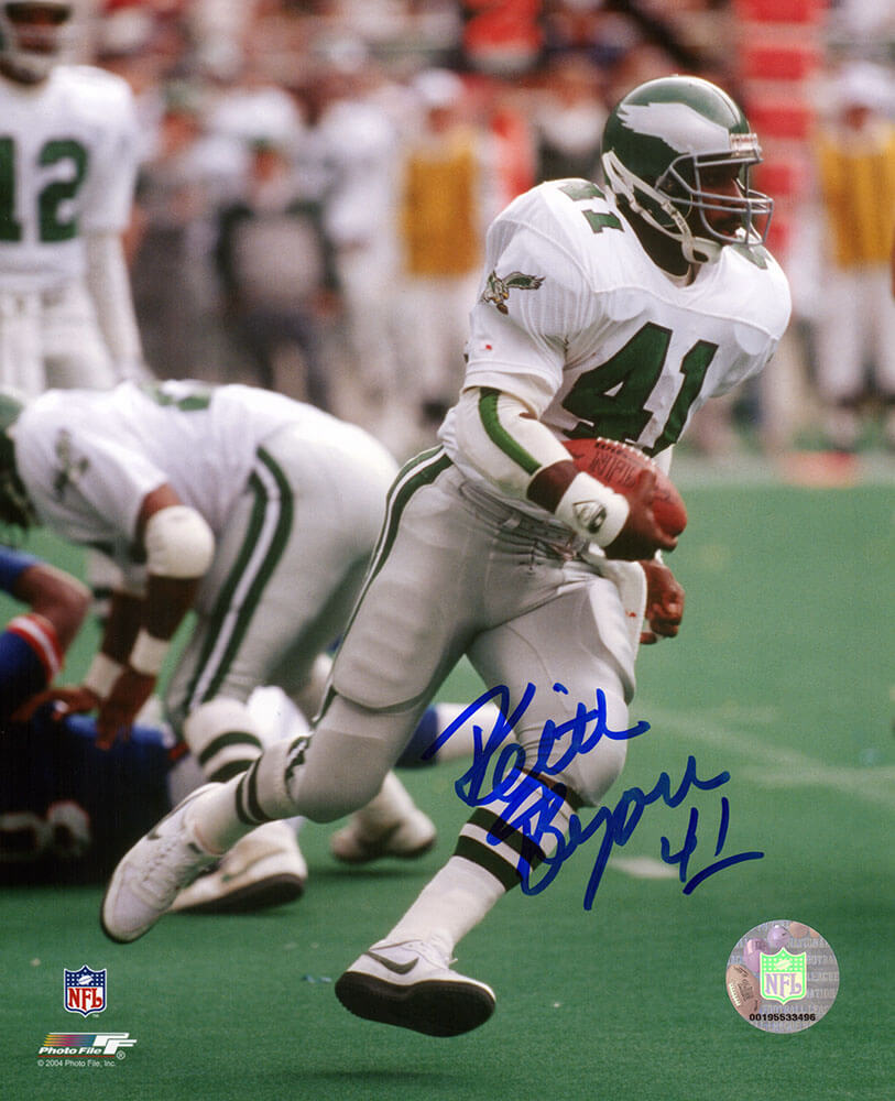 Keith Byars Signed Philadelphia Eagles White Jersey Action 8x10 Photo - BYA08P302 - Keith Byars Signed Philadelphia Eagles White Jersey Action 8x10 Photo product image