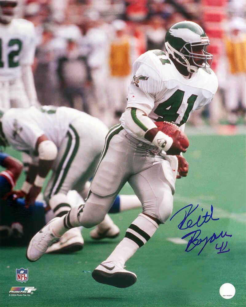 Keith Byars Signed Philadelphia Eagles White Jersey Action 16x20 Photo - BYA16P300 - Keith Byars Signed Philadelphia Eagles White Jersey Action 16x20 Photo product image