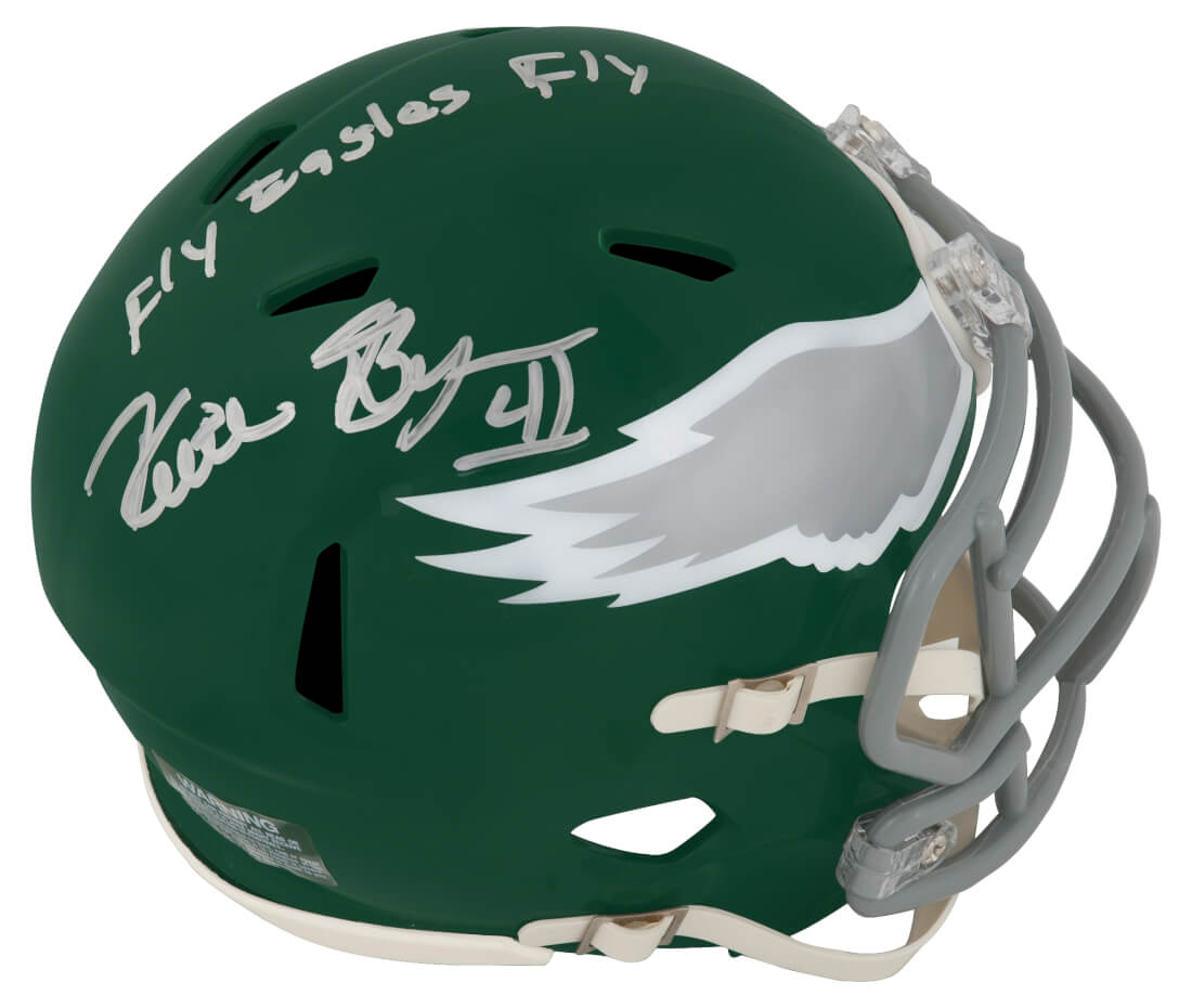 Keith Byars Signed Philadelphia Eagles Throwback Riddell Speed Mini Helmet w/Fly Eagles Fly - BYAMIN300 - Keith Byars Signed Philadelphia Eagles Throwback Riddell Speed Mini Helmet w/Fly Eagles Fly product image