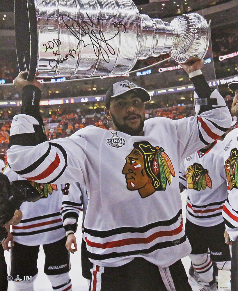 Dustin Byfuglien Signed Chicago Blackhawks 2010 Stanley Cup Holding Trophy 16x20 Photo w/2010 SC Champs - BYF16P400 - Dustin Byfuglien Signed Chicago Blackhawks 2010 Stanley Cup Holding Trophy 16x20 Photo w/2010 SC Champs product image