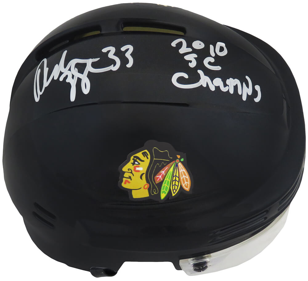 Dustin Byfuglien Signed Chicago Blackhawks Black Hockey Mini Helmet w/2010 SC Champs - BYFMIN400 - Dustin Byfuglien Signed Chicago Blackhawks Black Hockey Mini Helmet w/2010 SC Champs product image