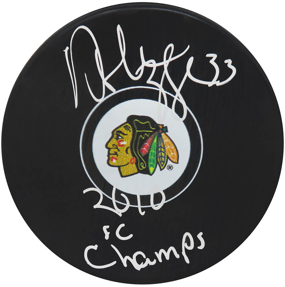 Dustin Byfuglien Signed Chicago Blackhawks Logo Hockey Puck w/2010 SC Champs - BYFPUC400 - Dustin Byfuglien Signed Chicago Blackhawks Logo Hockey Puck w/2010 SC Champs product image