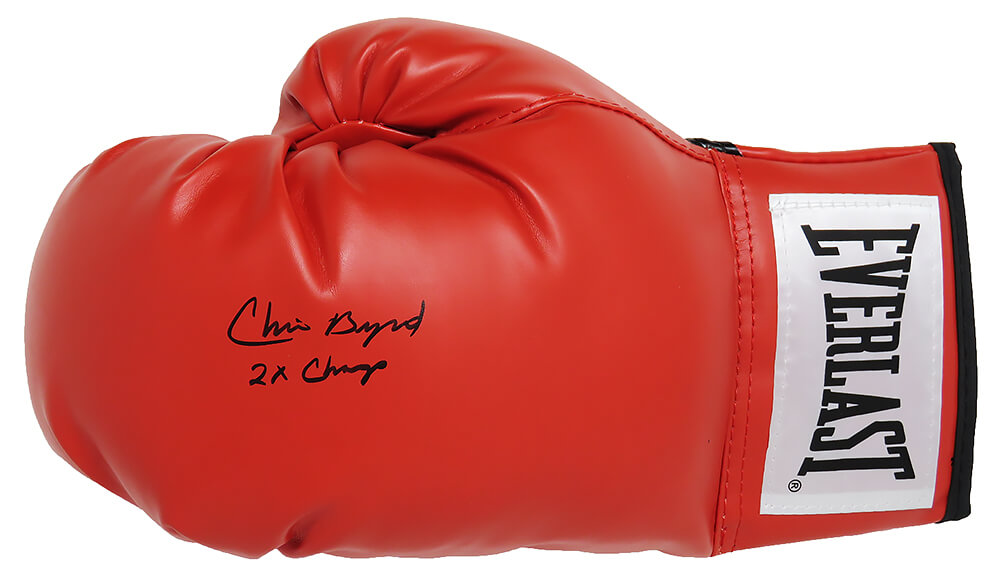 Chris Byrd Signed Everlast Red Boxing Glove w/2x Champ - BYRGLV501 - Chris Byrd Signed Everlast Red Boxing Glove w/2x Champ product image