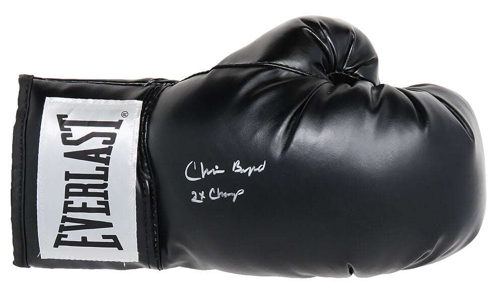 Chris Byrd Signed Everlast Black Boxing Glove w/2x Champ - BYRGLV503 - Chris Byrd Signed Everlast Black Boxing Glove w/2x Champ product image