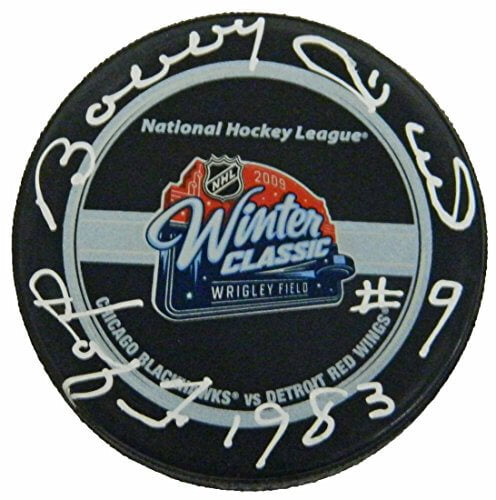 Bobby Hull Signed 2009 Winter Classic Logo Official Hockey Puck w/HOF 1983 - HULPUC425 - Bobby Hull Signed 2009 Winter Classic Logo Official Hockey Puck w/HOF 1983 product image