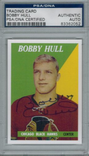 Bobby Hull Signed Autographed Blackhawks 1958-59 Rookie Re-print Card #66 PSA/DNA - HULCAR401 - Bobby Hull Signed Autographed Blackhawks 1958-59 Rookie Re-print Card #66 PSA/DNA product image