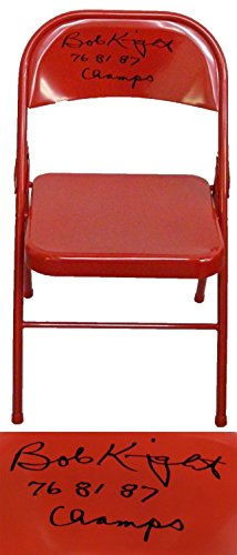 Bobby Knight Signed Full Size Red Folding Chair w/76,81,87 Champs - KNISTB202 - Bobby Knight Signed Full Size Red Folding Chair w/76,81,87 Champs product image