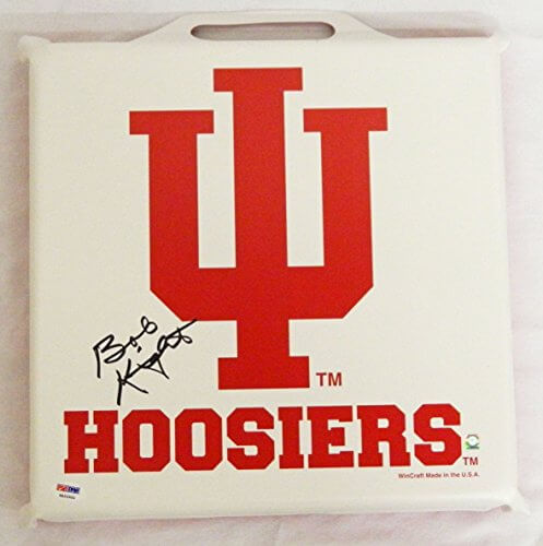 Bobby Knight Signed Indiana Hoosier Logo Seat Cushion - KNISTB200 - Bobby Knight Signed Indiana Hoosier Logo Seat Cushion product image