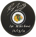 Brandon Mashinter Signed Chicago Blackhawks Logo Hockey Puck w/1st NHL Goal 12-13-15 - MASPUC402 - Brandon Mashinter Signed Chicago Blackhawks Logo Hockey Puck w/1st NHL Goal 12-13-15 product image